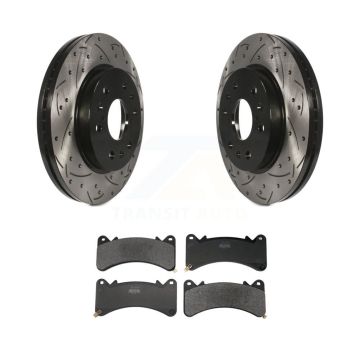 Front Drill Slot Brake Rotor Semi-Metallic Pad Kit For GMC Sierra 1500 Chevrolet Yukon XL KDF-101250