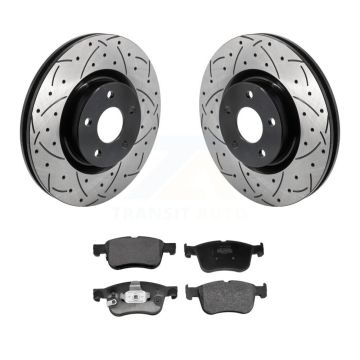 Front Drilled Slot Brake Rotor Semi-Metallic Pad Kit For Ford Escape Bronco Sport Lincoln KDF-101253