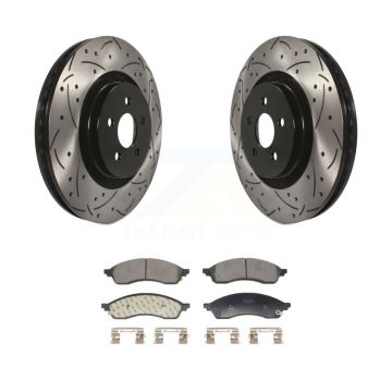 Front Coated Drilled Slotted Disc Brake Rotors Semi-Metallic Pad Kit For Lincoln Nautilus KDF-101255
