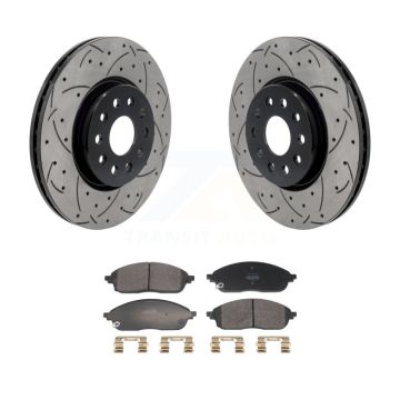 Front Coated Drill Slot Disc Brake Rotors Semi-Metallic Pad Kit For Jeep Grand Cherokee L KDF-101259