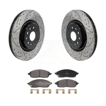 Front Coated Drill Slot Disc Brake Rotors Semi-Metallic Pad Kit For Jeep Grand Cherokee L KDF-101260