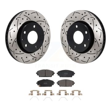 Front Coated Drilled Slotted Disc Brake Rotor Semi-Metallic Pad Kit For Mazda 3 Sport FWD KDF-101262