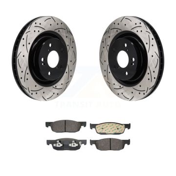 Front Coat Drill Slot Disc Brake Rotor Semi-Metallic Pad Kit For 2022-2023 Acura MDX 3.5L KDF-101265