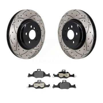Front Drill Slot Brake Rotor Semi-Metallic Pad Kit For BMW X5 X6 530i xDrive i4 540i 530e KDF-101266