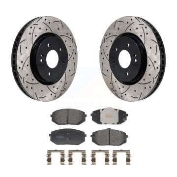 Front Drill Slot Brake Rotors Semi-Metallic Pad Kit For Hyundai Tucson Kia Sportage Ioniq KDF-101267