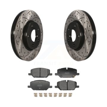 Front Coated Drilled Slotted Disc Brake Rotors And Semi-Metallic Pads Kit For GMC Terrain KDF-101272