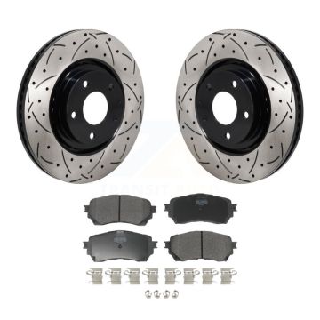 Front Drilled Slot Disc Brake Rotor & Semi-Metallic Pad Kit For 2021 Mazda 6 Turbocharged KDF-101276