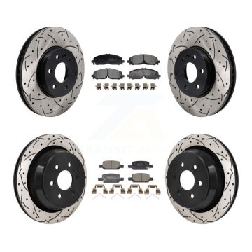 Front Rear Drill Slot Brake Rotor Semi-Metallic Pad Kit For Chevrolet Colorado GMC Canyon KDF-101279
