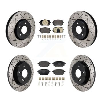 Front Rear Drilled Slot Brake Rotor & Semi-Metallic Pad Kit For Mercedes-Benz A220 CLA250 KDF-101289