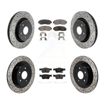 Front Rear Drill Slot Disc Brake Rotor Semi-Metallic Pad Kit For 2021-2023 Acura TLX 2.0L KDF-101293