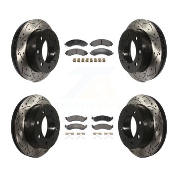 Front Rear Drilled Slot Brake Rotor & Semi-Metallic Pad Kit For GMC Savana 2500 Chevrolet KDF-101296