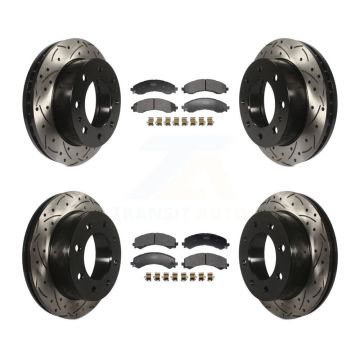 Front Rear Drilled Slot Brake Rotor & Semi-Metallic Pad Kit For GMC Savana 2500 Chevrolet KDF-101297
