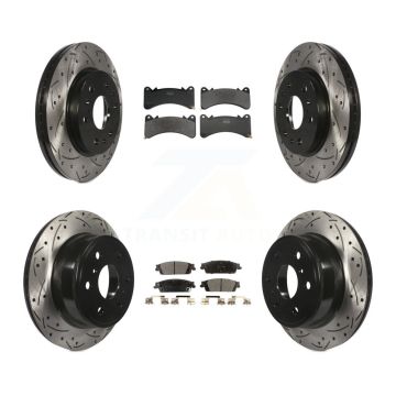 Front Rear Drill Slot Brake Rotors Semi-Metallic Pad Kit For GMC Sierra 1500 Chevrolet XL KDF-101298