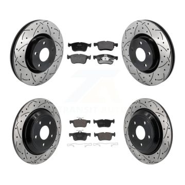 Front Rear Drill Slot Disc Brake Rotor Semi-Metallic Pad Kit For Ford Escape Bronco Sport KDF-101301