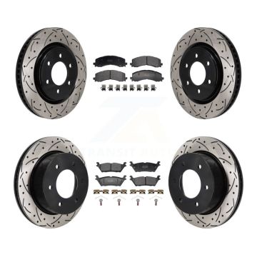 Front Rear Drilled Slot Brake Rotors Semi-Metallic Pad Kit For 2022-2023 Ford Bronco 3.0L KDF-101306