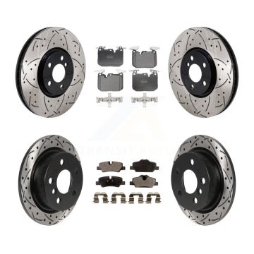 Front Rear Coated Drilled Slotted Disc Brake Rotors Semi-Metallic Pad Kit For Mini Cooper KDF-101309