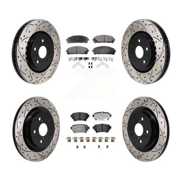 Front Rear Drill Slot Brake Rotor Semi-Metallic Pad Kit For Toyota Sienna RAV4 Prime bZ4X KDF-101312