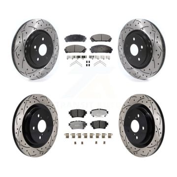 Front Rear Drill Slot Disc Brake Rotor Semi-Metallic Pad Kit For Lexus NX350h NX350 NX250 KDF-101313