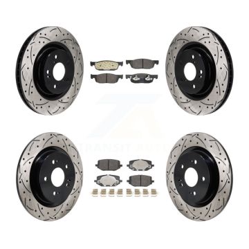 Front Rear Drill Slot Disc Brake Rotor Semi-Metallic Pad Kit For 2022-2023 Acura MDX 3.5L KDF-101314