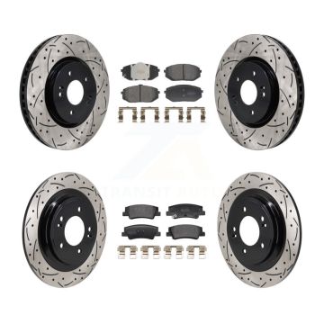 Front Rear Drilled Slot Brake Rotor Semi-Metallic Pad Kit For Hyundai Tucson Kia Sportage KDF-101315