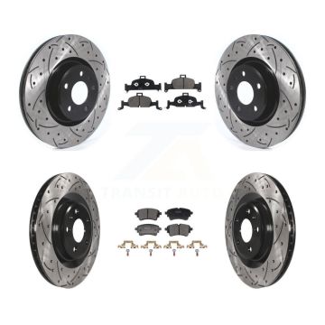 Front Rear Drill Slot Brake Rotors Semi-Metallic Pad Kit For Audi A5 Sportback Quattro A4 KDF-101316