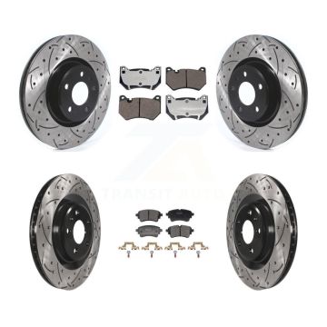 Front Rear Coated Drill Slot Disc Brake Rotor Semi-Metallic Pad Kit For Audi Q5 Sportback KDF-101317