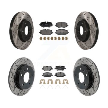 Front Rear Drilled Slot Brake Rotor Semi-Metallic Pad Kit For Chevrolet Trailblazer Buick KDF-101318