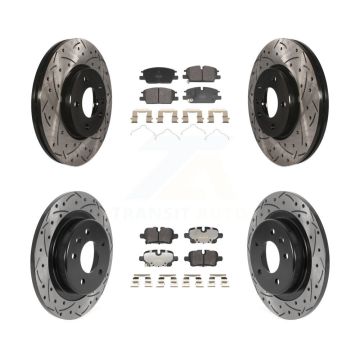 Front Rear Drill Slot Brake Rotor Semi-Metallic Pad Kit For Chevrolet GMC Terrain Equinox KDF-101319