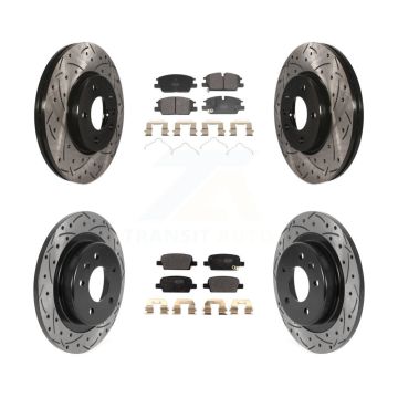 Front Rear Coated Drill Slot Disc Brake Rotors Semi-Metallic Pad Kit For Chevrolet Malibu KDF-101322