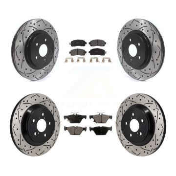 Front Rear Coated Drill Slot Disc Brake Rotors Semi-Metallic Pad Kit For Subaru Crosstrek KDF-101323