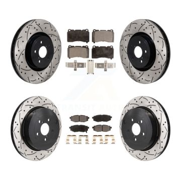 Front Rear Drill Slot Brake Rotor Semi-Metallic Pad Kit For Subaru BRZ With Brembo Brakes KDF-101325