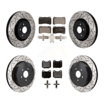Front Rear Drilled Slot Disc Brake Rotor & Semi-Metallic Pad Kit For Subaru BRZ Toyota 86 KDF-101326