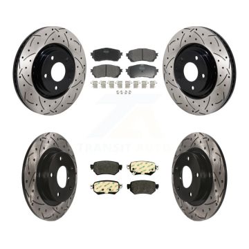 Front Rear Drilled Slot Brake Rotor & Semi-Metallic Pad Kit For 2021 Mazda 6 Turbocharged KDF-101332