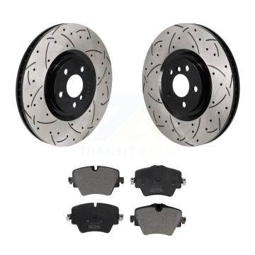 Front Coated Drilled Slot Disc Brake Rotors Semi-Metallic Pad Kit For BMW 228i Gran Coupe KDF-101340