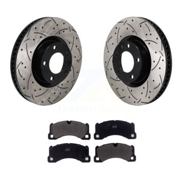 Front Drill Slot Brake Rotor Semi-Metallic Pad Kit For Volkswagen Touareg Porsche Cayenne KDF-101341