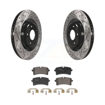 Rear Coated Drilled Slotted Disc Brake Rotors & Semi-Metallic Pad Kit For Audi A7 Quattro KDF-101343