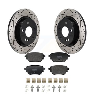 Rear Coat Drill Slot Disc Brake Rotor Semi-Metallic Pad Kit For Mercedes-Benz A220 CLA250 KDF-101344