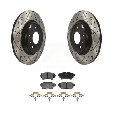 Rear Drilled Slot Disc Brake Rotor Semi-Metallic Pad Kit For Audi A4 Quattro A5 Sportback KDF-101350