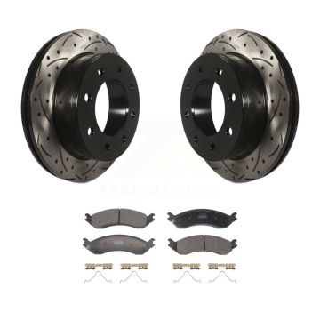 Rear Drilled Slot Brake Rotor Semi-Metallic Pad Kit For GMC Chevrolet Savana 2500 Express KDF-101356