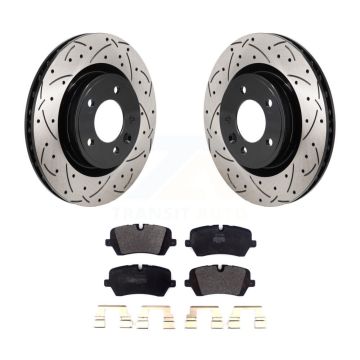 Rear Drilled Slot Disc Brake Rotor & Semi-Metallic Pad Kit For Land Rover Discovery Range KDF-101360