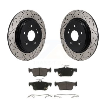 Rear Coated Drilled Slot Disc Brake Rotor & Semi-Metallic Pad Kit For 2019-2021 Acura RDX KDF-101361