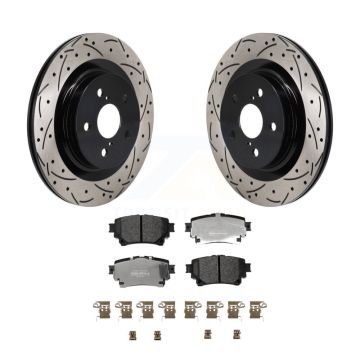 Rear Drill Slot Brake Rotor Semi-Metallic Pad Kit For Toyota Sienna Lexus RAV4 Prime bZ4X KDF-101369