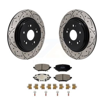 Rear Coated Drilled Slotted Disc Brake Rotor Semi-Metallic Pad Kit For Honda HR-V Clarity KDF-101371
