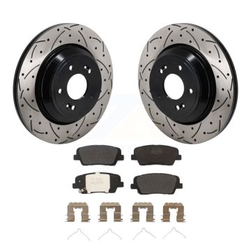 Rear Drilled Slot Disc Brake Rotors Semi-Metallic Pad Kit For Genesis G70 Kia Stinger G80 KDF-101376