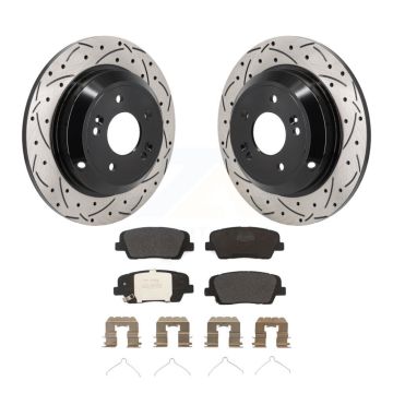 Rear Coated Drill Slot Disc Brake Rotor Semi-Metallic Pad Kit For Genesis G70 Kia Stinger KDF-101377