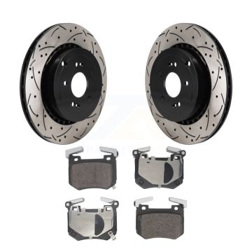 Rear Coated Drill Slot Disc Brake Rotor Semi-Metallic Pad Kit For Genesis G70 Kia Stinger KDF-101378