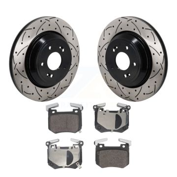 Rear Drilled Slot Disc Brake Rotor Semi-Metallic Pad Kit For Genesis G70 Kia Stinger 3.3L KDF-101379
