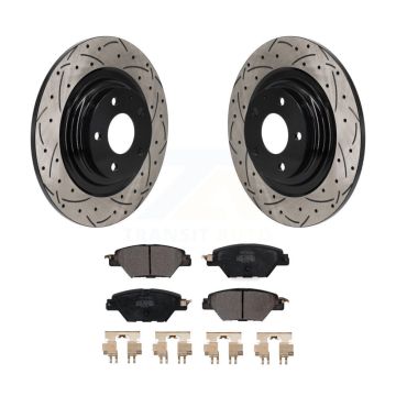 Rear Coated Drilled Slot Disc Brake Rotors Semi-Metallic Pad Kit For 2016-2023 Mazda CX-9 KDF-101382
