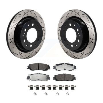 Rear Drilled Slot Brake Rotor Semi-Metallic Pad Kit For Toyota Tundra Sequoia Lexus LX600 KDF-101384