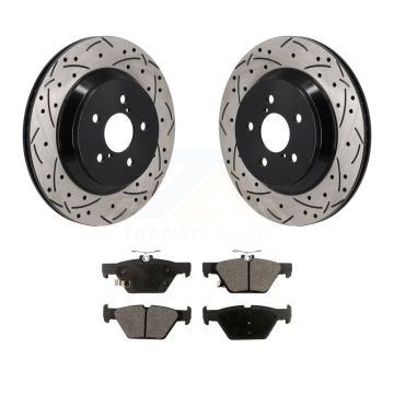 Rear Coated Drilled Slotted Disc Brake Rotor & Semi-Metallic Pad Kit For Subaru Crosstrek KDF-101385